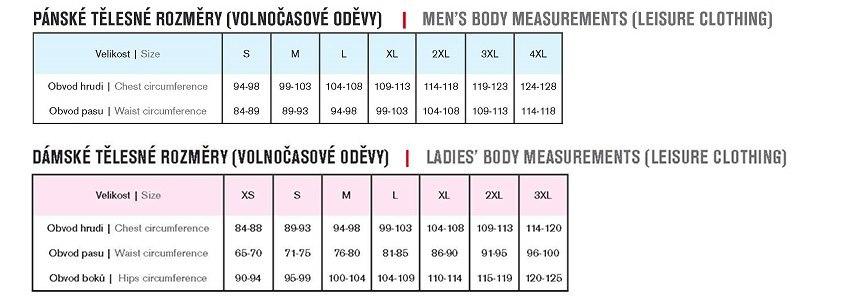 damskie spodnie tabela